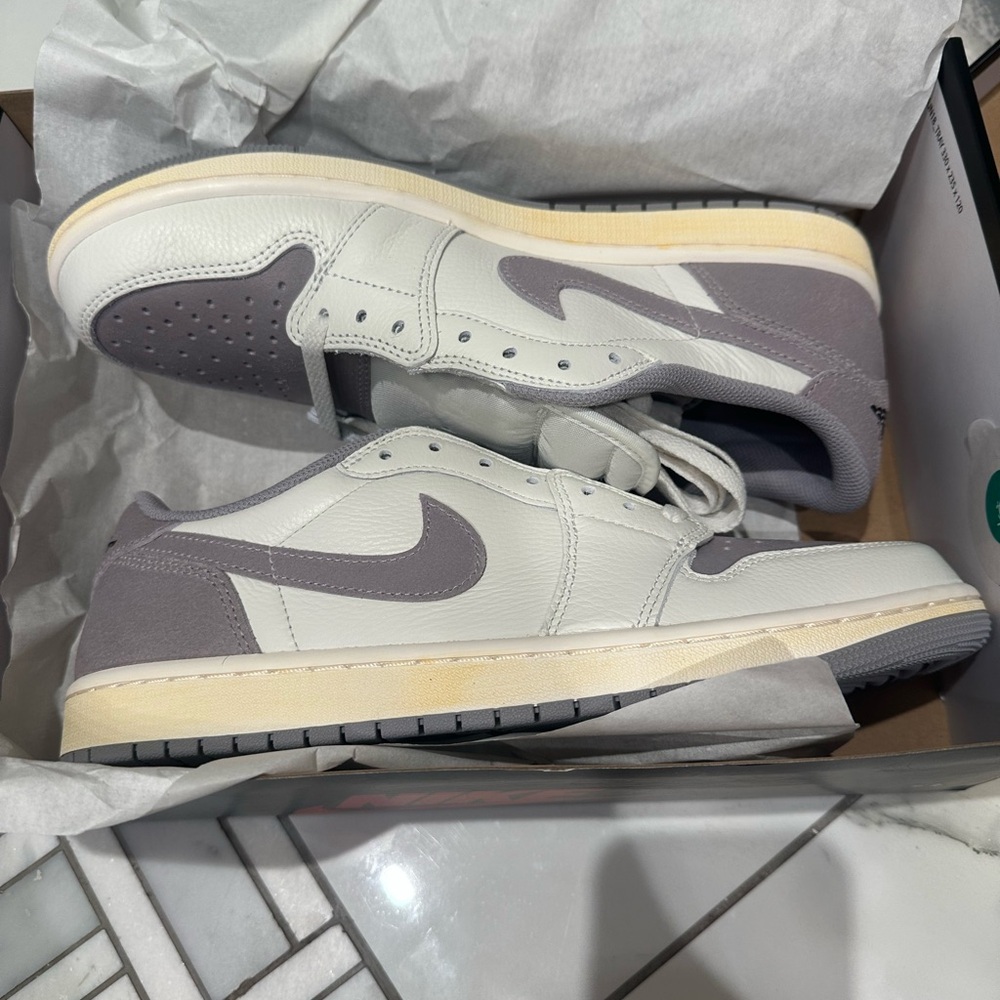 Jordan White and Gray Low-Top Sneakers